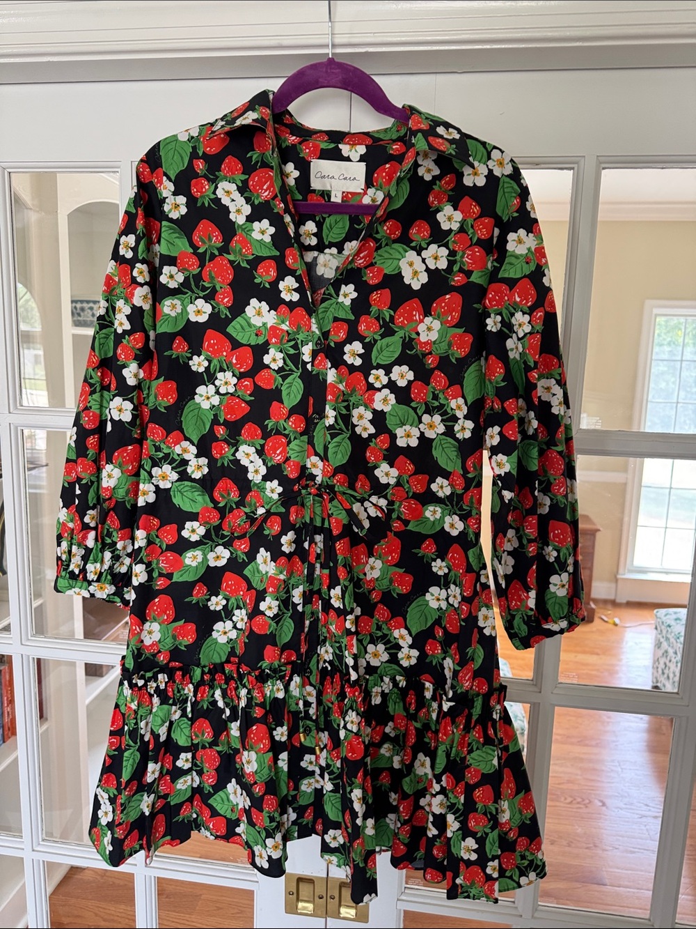 Women’s Black Strawberry Print Cara Cara Dress